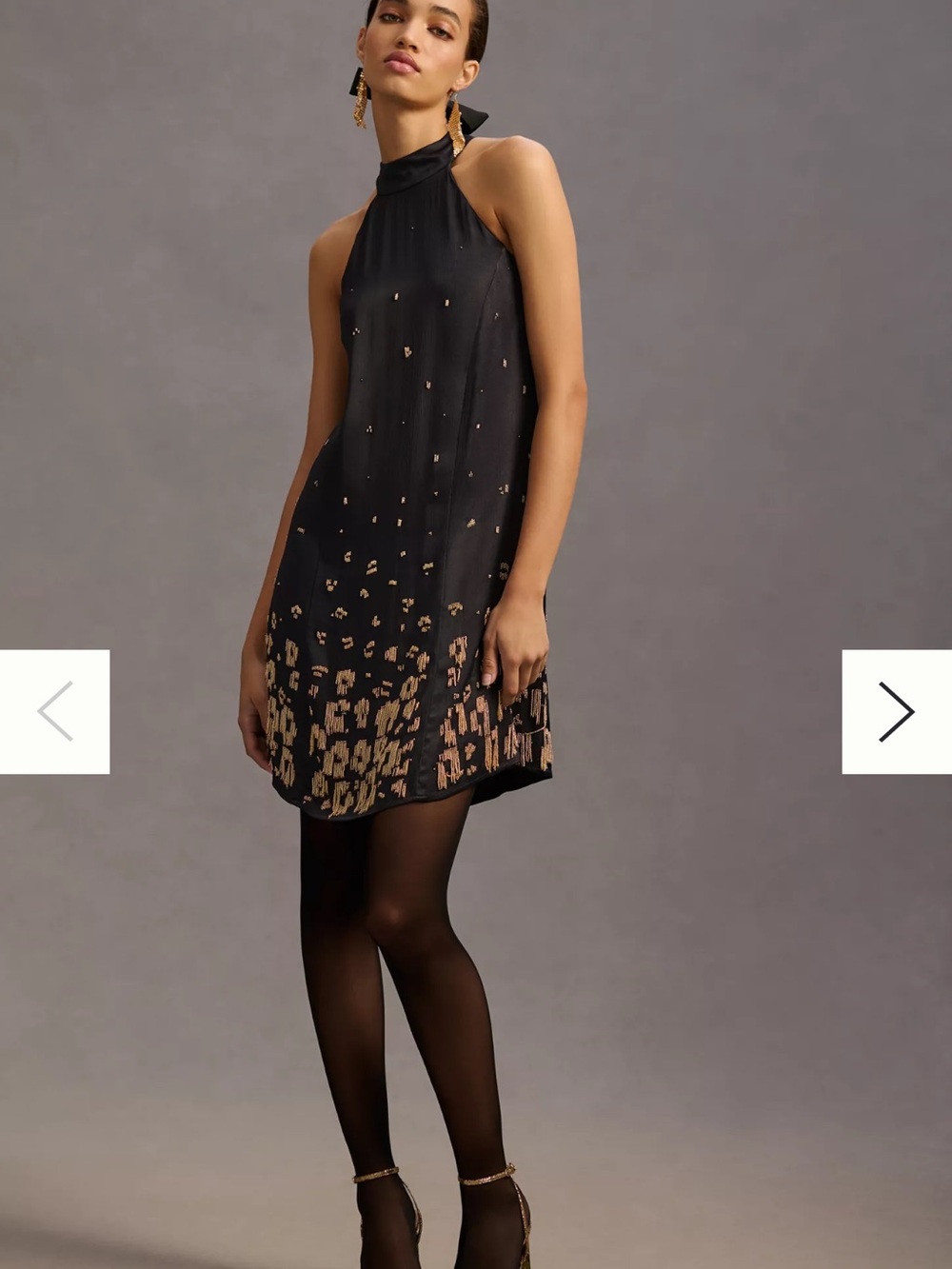 Anthropologie Beaded Halter Dress Mini Dress- size 0 - NWT